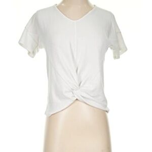 Cream Twist Front Top Size Small | Casual Athleisure Pilates Tee